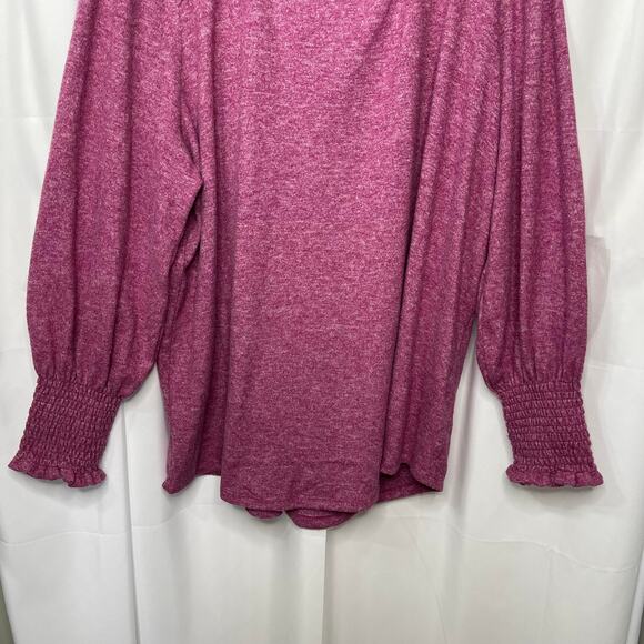 knit blouse sweater mauve pink raspberry women's 1x keyhole soft easy to wear - Picture 6 of 16